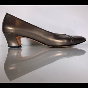Salvatore Ferragamo Bronze Low Heel Pumps size 7
